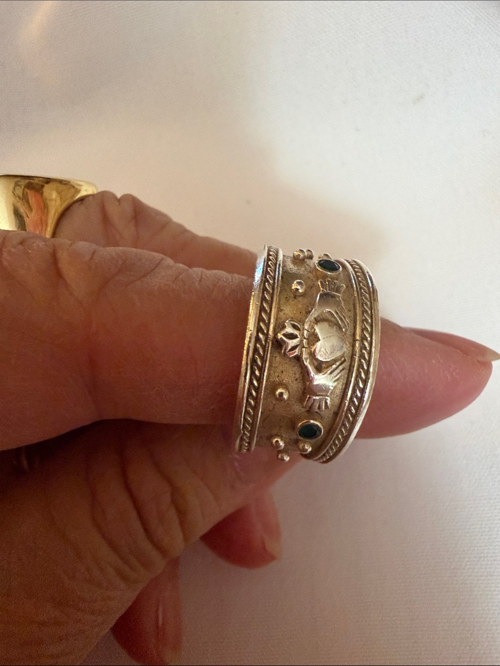 Sterling Silver  emerald stones , made in irland Women's Ring